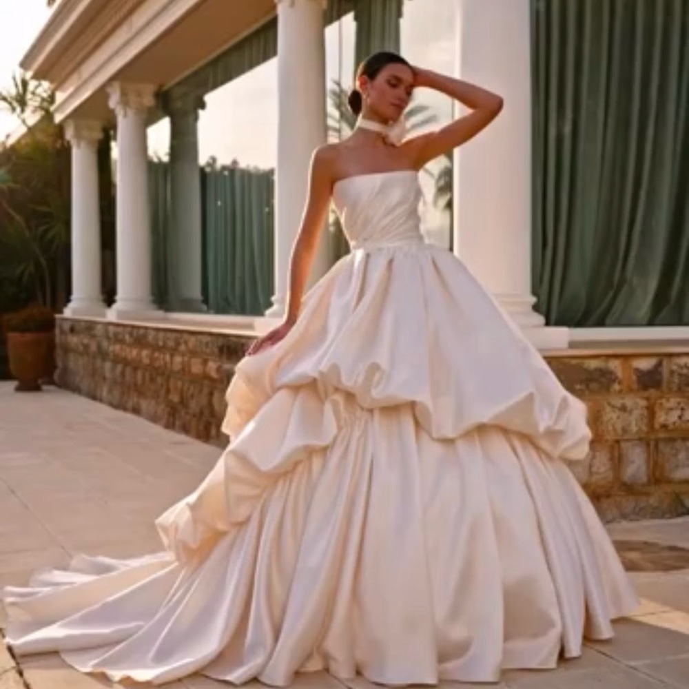 House of St. Patrick Empire Wedding Gown in Light Gold